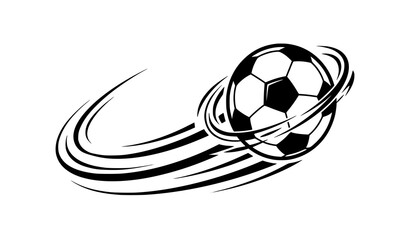 Black and white flying soccer ball vector illustration with dynamic motion effect © MdSajedurRahman