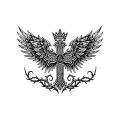 Fototapeta premium Traditional Tribal Tattoo Vector Illustration Isolated on White