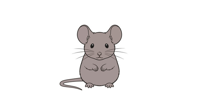 Cute Gray Mouse Cartoon Character.