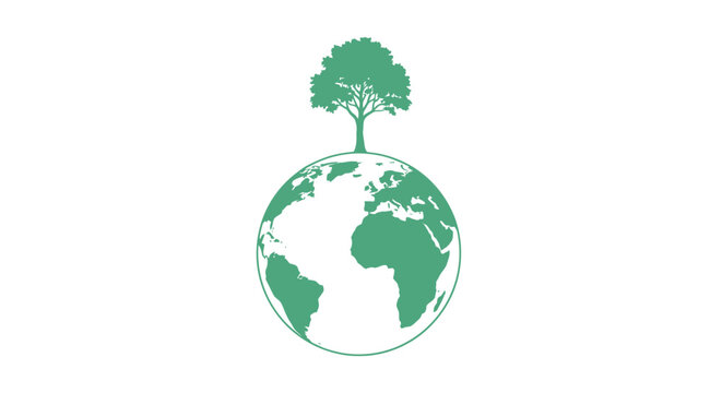 Green Earth Globe with Tree.