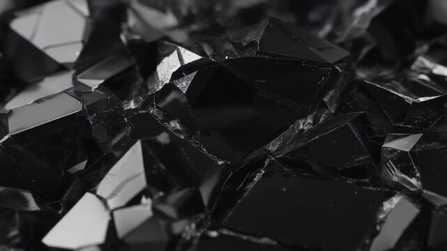 Cinematic Macro Slow Zoom Across Obsidian Surface, Deep Black Volcanic Glass with Razor-Sharp Edges
