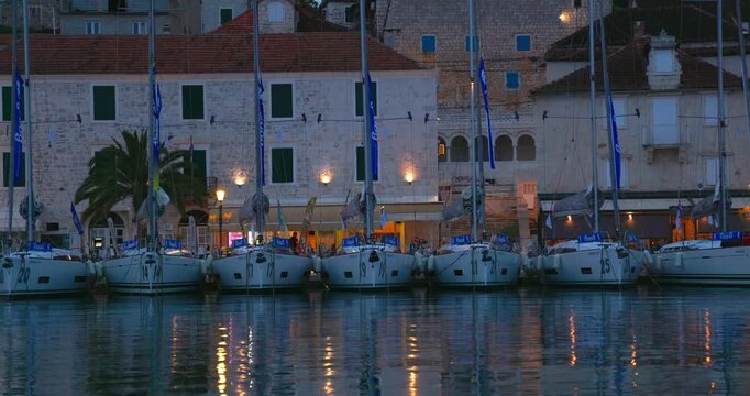 Seafront of Milna Town at Dusk on Brač Island, Croatia