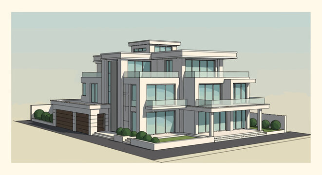 Modern multi-story residential building exterior.