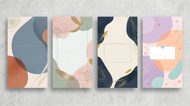 Abstract organic shapes collage with pastel and earthy tones