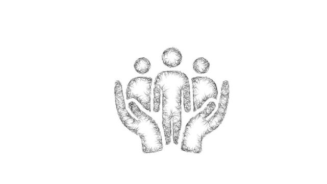 Sketch human rights icon animation - smooth progressive reveal