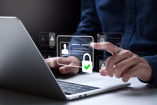ID security. ID profile information card for modern business authentication digital identity privacy concept. Personal data protection, and digital identity safety Concept. cybersecurity.