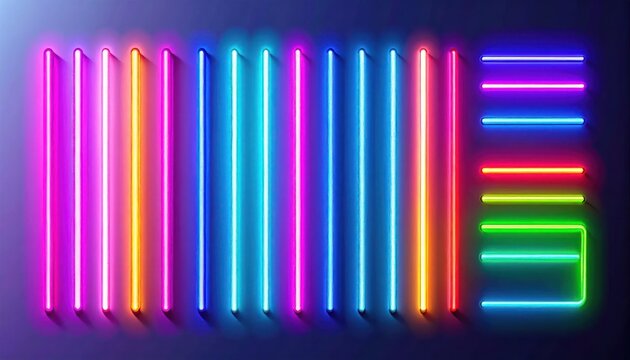 Vibrant Neon Lights in Dark Background.
