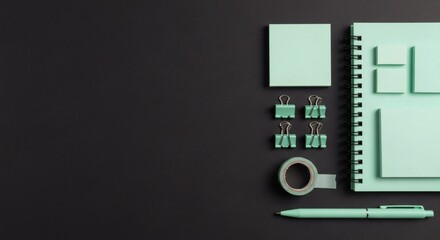 Fototapeta premium Elegant Stationery Set on Dark Background with Copy Space for Design.