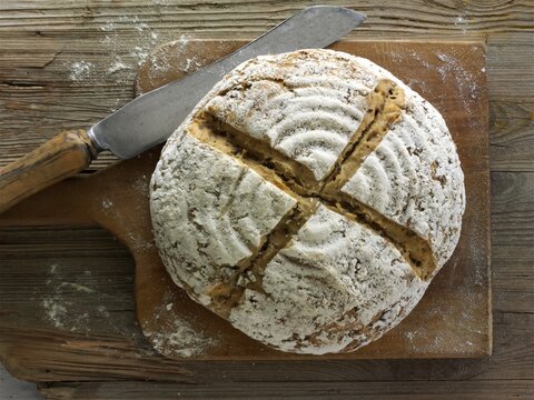 Artisan sour dough wholemeal seed bread with white, malted rye flour