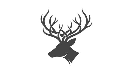 Deer head with large antlers profile. © Sari