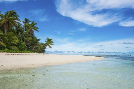 White sand beach and turquoise water, Marine National Park, Tuvalu