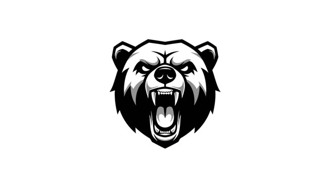 Furious bear head with open mouth.