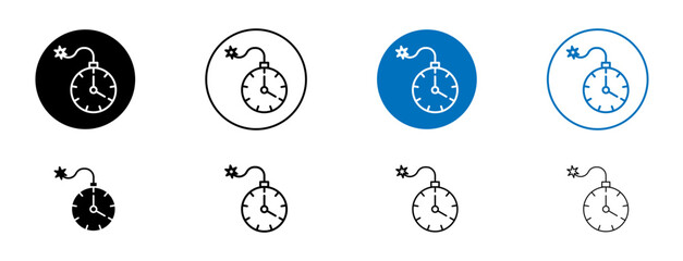 Time bomb with clock icons set in black and blue colors on white background © molla