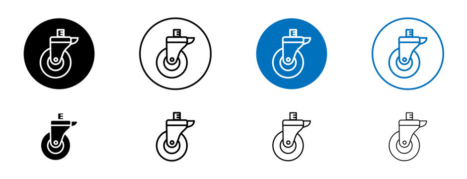 Swivel caster icons set in black and blue colors on white background