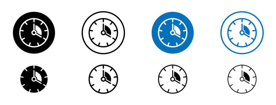 Time frame concept icons set in black and blue colors on white background