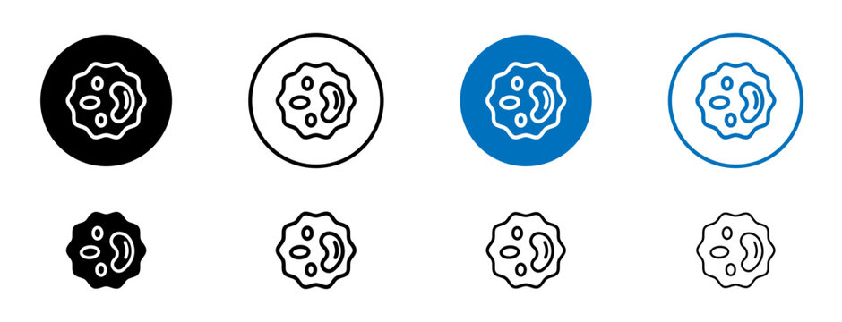 White blood cell icons set in black and blue colors on white background