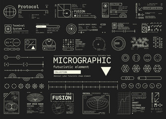 Set of Micrographic element Futuristic UI Elements Shape Collection