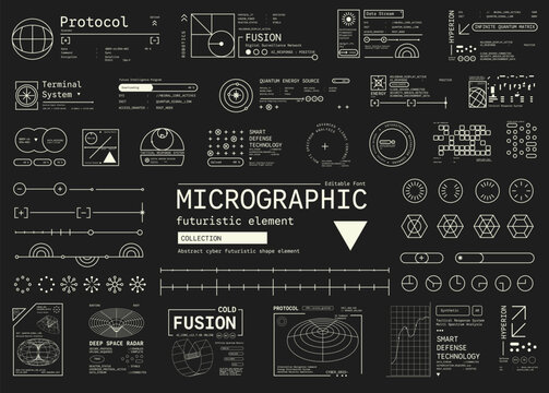 Set of Micrographic element Futuristic UI Elements Shape Collection
