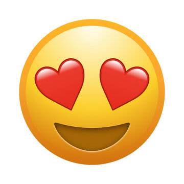 Smiling face with heart eyes emoji illustration, transparent background.