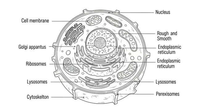 Cell Structure Diagram Biology Illustration.