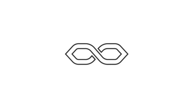 Infinity symbol in black line art.