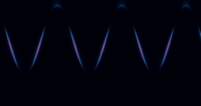 Abstract Glowing Light Wave Patterns Moving Across Dark Background.