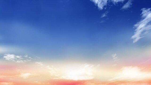 Blue and yellow sunset sky with moving clouds seamless loop