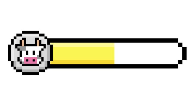 Retro Gaming Inspired Pixel Art Progress Bar with Cute Cow Avatar for Dynamic Status Display