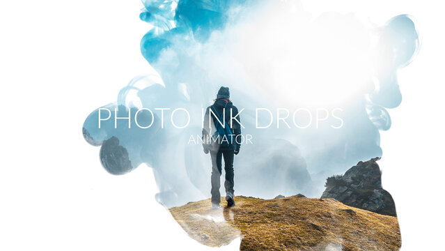 Photo Ink Drops Animator &ndash; Liquid Ink Splash Effects for Photo Animation, Artistic Fluid Motion and Creative Visual Style for Social Media and Video Presentation