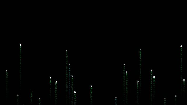 Cyber Data Flow Binary digits and glowing particles rising upward on black background, digital data flow, abstract technology and cyberspace motion graphic overlay