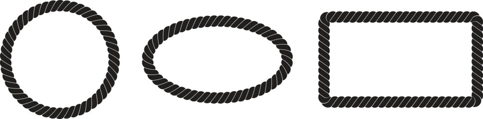 Rope border set. Different shape rope frame vector illustration. © UmmeKulsum