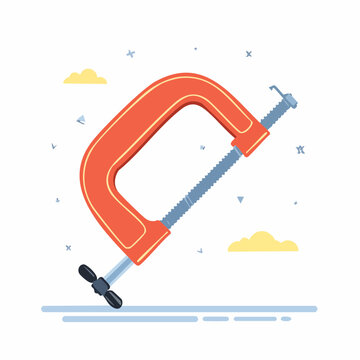 Illustration of a red C-clamp tool