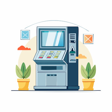 Illustration of a modern vending machine with plants