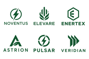 Fototapeta premium Sustainable green energy and agricultural corporate branding logotype collection.