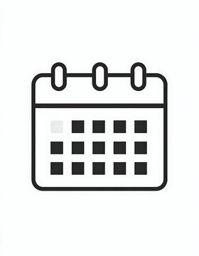 A simple line drawing of a calendar icon with two rings