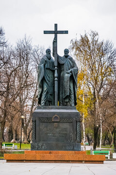 Monument to Saints Cyril and Methodius in Moscow, Russia