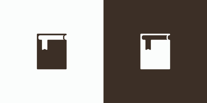 Minimalist book icon on two-tone backgrounds. Clean lines define open pages with bookmark. Simple design suits digital or print projects. Versatile for educational, library, or reading themes
