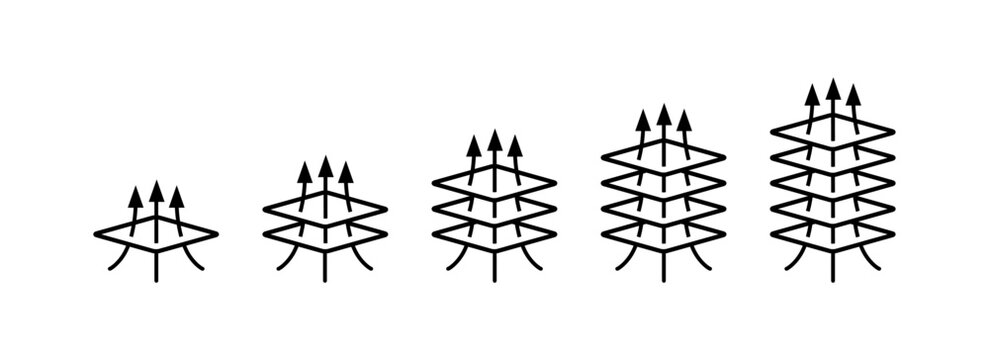 Set of Breathable Material Layer Icons with Airflow Arrows