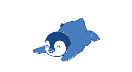 Cute cartoon penguin swimming in water. © Wulan