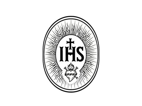 Catholic IHS Monogram with Sacred Heart and Sunburst Icon