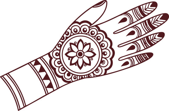 Bridal Mehndi Design Illustration. Traditional Wedding Henna Design. Elegant Bridal Mehndi Pattern. Floral Henna Tattoo Design. Indian Bridal Mehndi Illustration. Decorative Mehndi Art Design.