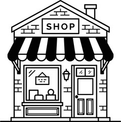 Obraz premium Line art retail shop icon, nobody, illustration, simple design