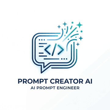 Innovative vector emblem for advanced artificial intelligence language model interaction, visualizing creative prompt generation within a dynamic communication interface