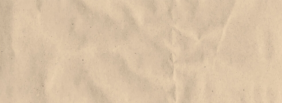 Vintage beige Korean crumple paper background with grainy teture. Old kraft pattern includes tan brown sand and cozy halftone vector bg. Ivory nude cream eco grunge effect. Crumpled cardboard