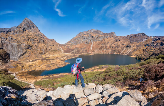Majestic Himalayan Peaks Surrounding Thulo Pokhari Lake on Makalu trek.