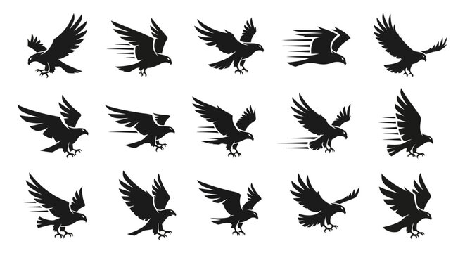 Multiple Black Birds in Flight Formation.