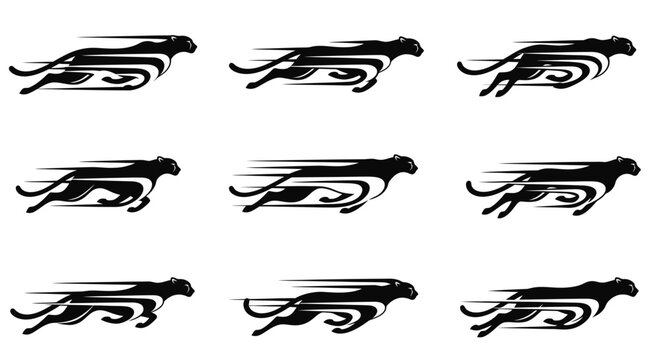 Multiple Greyhound Racing Silhouette Icons.