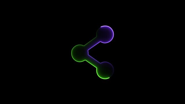 Neon Glowing Share Icon on Dark Background, with 4k video animation, Share glowing neon icon.Glowing sign logo icon animation.