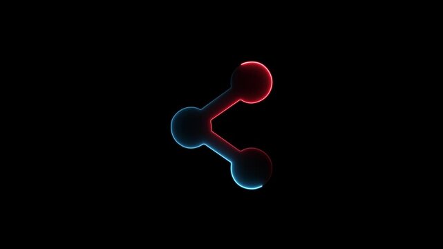 Neon Glowing Share Icon on Dark Background, with 4k video animation, Share glowing neon icon.Glowing sign logo icon animation.