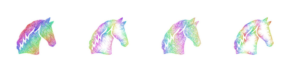 Rainbow sketch mane icon design set © David Zydd